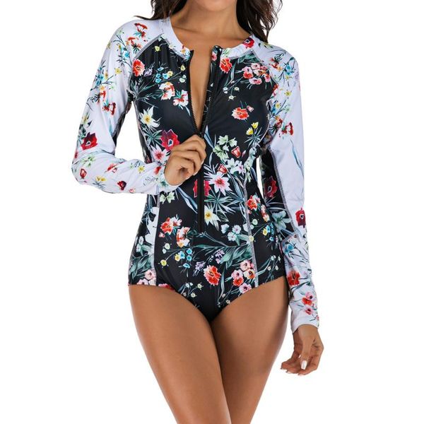 women fashion zipper tropical plants floral print long sleeve diving surfing conjoined suit set maillot de bain femme monokini
women fashion zipper tropical plants floral print long sleeve diving surfing conjoined suit set maillot de bain femme monokini