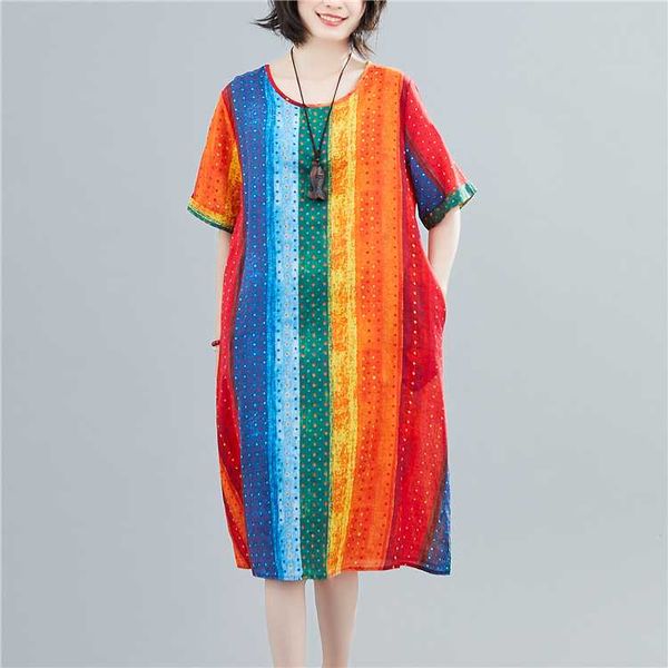 rainbow color dress women loose short sleeve summer robe vestidos big size loose casual multicolor pockets casual dresses 2020, Black;gray
rainbow color dress women loose short sleeve summer robe vestidos big size loose casual multicolor pockets casual dresses 2020, Black;gray