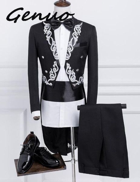 men's suits & blazers genuo male gold silver embroidery lapel tail coat stage singer groom black white wedding tuxedos for men costume, White;black
men's suits & blazers genuo male gold silver embroidery lapel tail coat stage singer groom black white wedding tuxedos for men costume, White;black