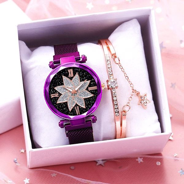 fashion women magnet buckle starry sky flower watch bracelet set luxury ladies stainless steel quartz watch gift clock, Black
fashion women magnet buckle starry sky flower watch bracelet set luxury ladies stainless steel quartz watch gift clock, Black