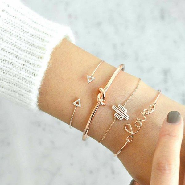 4pcs/set exquisite simple knot love gold opening bracelet set vintage beautiful leaf arrow bangle cuff bracelets causal women jewelry access, Golden;silver
4pcs/set exquisite simple knot love gold opening bracelet set vintage beautiful leaf arrow bangle cuff bracelets causal women jewelry access, Golden;silver