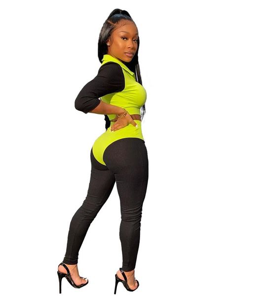 womens patchwork tracksuits contract color lapel neck female clothing half sleeve skinny ladies sports suits, Gray
womens patchwork tracksuits contract color lapel neck female clothing half sleeve skinny ladies sports suits, Gray