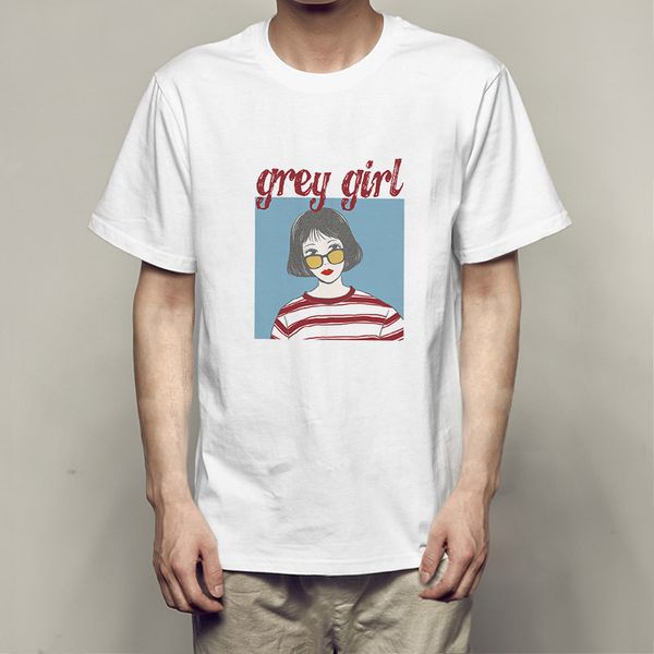 man short sleeve t shirt grey girl girl printing popular men and women t shirt round neck clothes jacket, White;black
man short sleeve t shirt grey girl girl printing popular men and women t shirt round neck clothes jacket, White;black