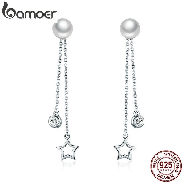 bamoer 100% 925 sterling silver twinkle star imitation pearl long drop earrings for women clear cz luxury jewelry brincos sce069
bamoer 100% 925 sterling silver twinkle star imitation pearl long drop earrings for women clear cz luxury jewelry brincos sce069