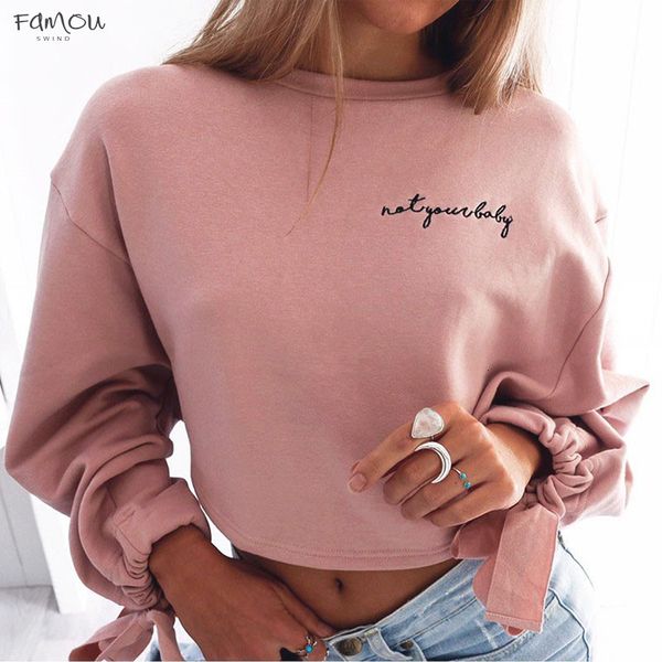 Solid Embroidery Sweatshirt Autumn Female Long Sleeve Women Crop Top Pink White Letters Casual Girl Casual Pullover 
Solid Embroidery Sweatshirt Autumn Female Long Sleeve Women Crop Top Pink White Letters Casual Girl Casual Pullover