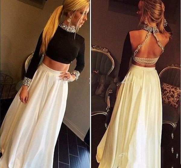 white black prom dresses long sleeve high neck beading crystals 2 pieces dresses evening wear formal dress graduation dresses for school
white black prom dresses long sleeve high neck beading crystals 2 pieces dresses evening wear formal dress graduation dresses for school