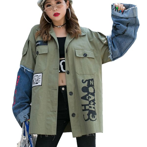 Women Jacket Coat Large Size Fashion Denim Patchwork Elbow Patches Utility Motorcycle Outwear Cold Weather Lapel Collar Jacket for travel
Women Jacket Coat Large Size Fashion Denim Patchwork Elbow Patches Utility Motorcycle Outwear Cold Weather Lapel Collar Jacket for travel