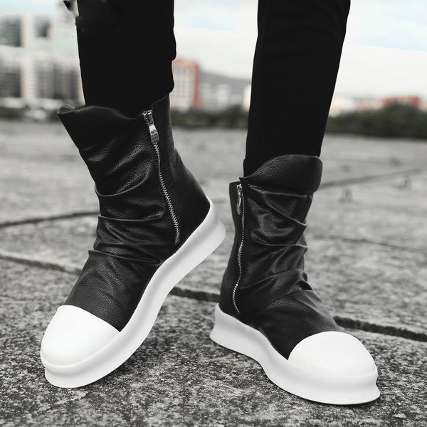 men motorcycle boots men's shoes rock pu leather outdoor casual waterproof boots men shoes male flats, Black
men motorcycle boots men's shoes rock pu leather outdoor casual waterproof boots men shoes male flats, Black