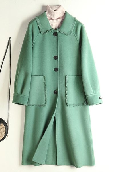 women woolen outerwear 2019 new arrival female medium length woolen outerwear peter pan collar tassel wool coat, Black
women woolen outerwear 2019 new arrival female medium length woolen outerwear peter pan collar tassel wool coat, Black