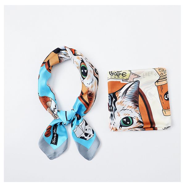 simulation silk scarf lady cartoon pattern cat scarf towel mall squares silk scarf for girls gifts, Blue;gray
simulation silk scarf lady cartoon pattern cat scarf towel mall squares silk scarf for girls gifts, Blue;gray