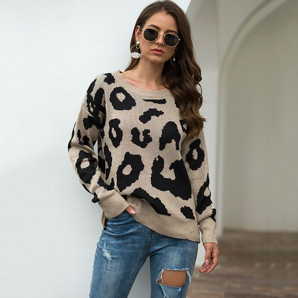 fashion leopard woman sweater loose european style knit pullover 2019 winter autumn woman sweater, White;black
fashion leopard woman sweater loose european style knit pullover 2019 winter autumn woman sweater, White;black
