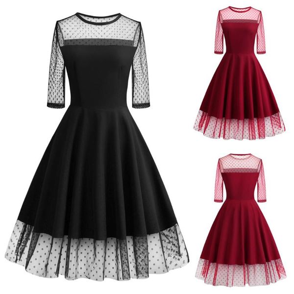 casual dresses boho beach dress women o-neck half sleeve dot mesh patchwork ball gown vintage formal party s-2xl multiway, Black;gray
casual dresses boho beach dress women o-neck half sleeve dot mesh patchwork ball gown vintage formal party s-2xl multiway, Black;gray