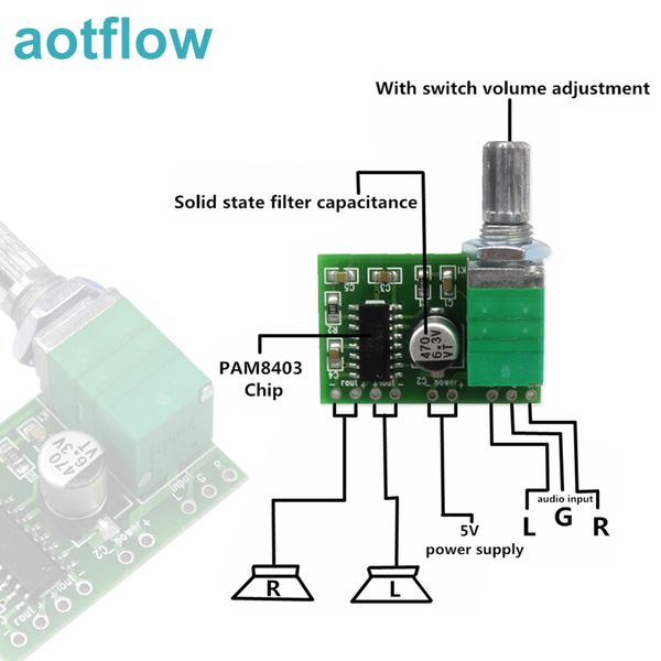 pam8403 5v power audio amplifier board 2 channel 3w w volume control / usb power
pam8403 5v power audio amplifier board 2 channel 3w w volume control / usb power