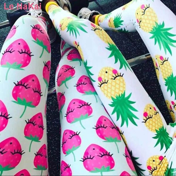le nakai cute fruit printed women yoga leggings smile strawberry pineapple and watermelon printed summer fun gym tights, White;red
le nakai cute fruit printed women yoga leggings smile strawberry pineapple and watermelon printed summer fun gym tights, White;red