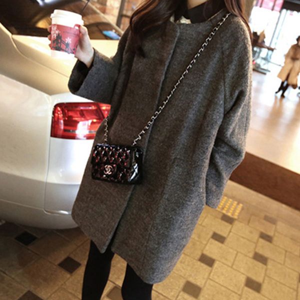 women's wool & blends 2021 single-breasted autumn winter korean drop shoulder women woolen coat cocoon overcoat, Black
women's wool & blends 2021 single-breasted autumn winter korean drop shoulder women woolen coat cocoon overcoat, Black