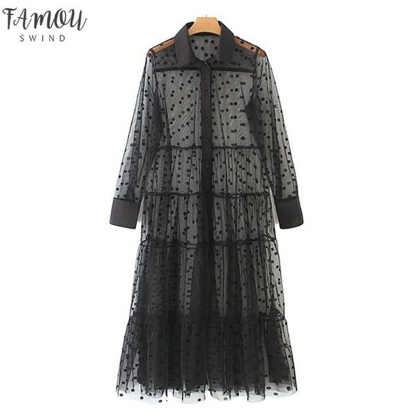 women dress stylish polka dot patchwork transparent midi shirt dress female chic mesh dresses plus size vestidos, Black;gray
women dress stylish polka dot patchwork transparent midi shirt dress female chic mesh dresses plus size vestidos, Black;gray