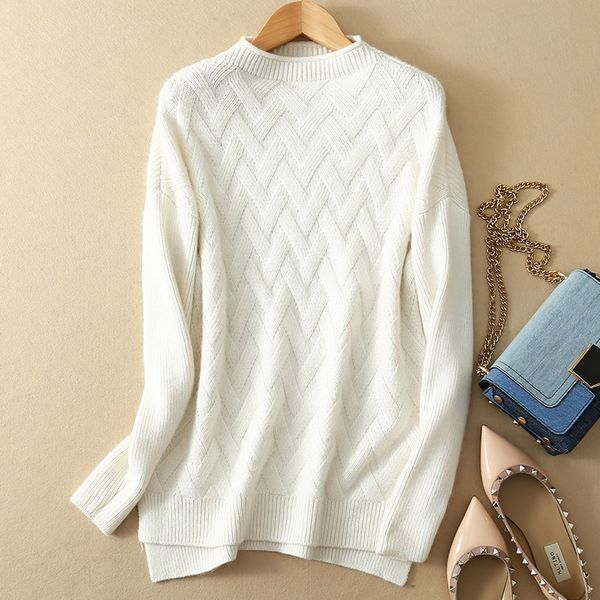 2019 autumn and winter new cashmere sweater women's sweater round neck slits slim pullover, White;black
2019 autumn and winter new cashmere sweater women's sweater round neck slits slim pullover, White;black