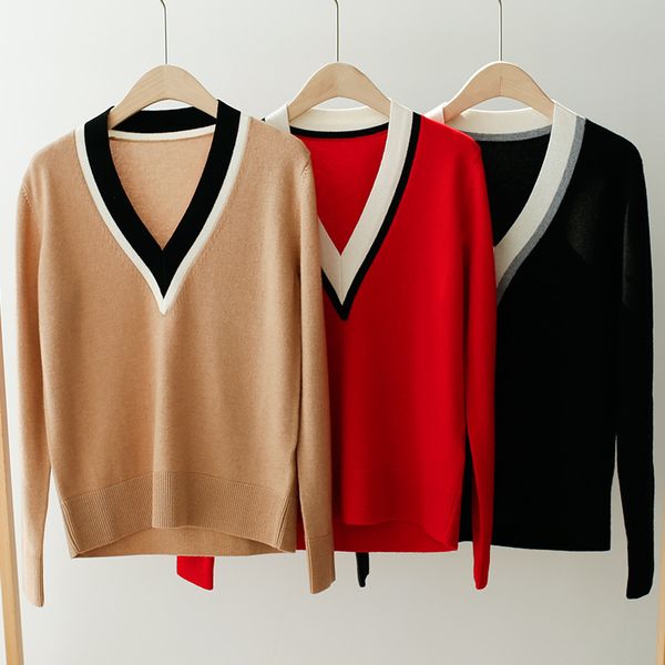 women sweater 2019 autumn and winter v-neck pure cashmere bottoming sweater women, White;black
women sweater 2019 autumn and winter v-neck pure cashmere bottoming sweater women, White;black