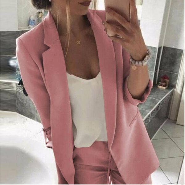 women solid color casual bazer suit office work long sleeve slim coat ngd88, White;black
women solid color casual bazer suit office work long sleeve slim coat ngd88, White;black