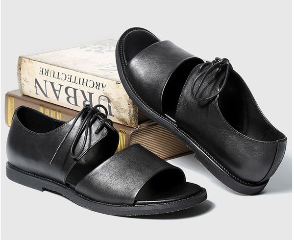 summer new fashion leather shoes male lace up breathable fashion flat sandals male sandals fish mouth ing, Black
summer new fashion leather shoes male lace up breathable fashion flat sandals male sandals fish mouth ing, Black