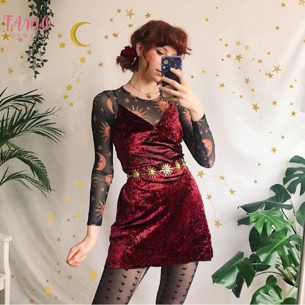 women sun moon printed see through transparent mesh crop black white long sleeve sheer slim ladies round neck t shirt
women sun moon printed see through transparent mesh crop black white long sleeve sheer slim ladies round neck t shirt