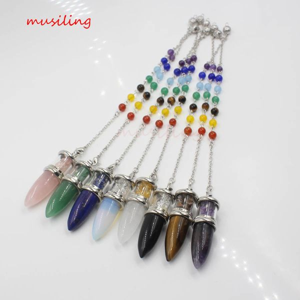 7 chakra stone chain dowsing bullet wish bottle crystal quartz amethyst pendants pendulum natural stone reiki jewelry, Silver
7 chakra stone chain dowsing bullet wish bottle crystal quartz amethyst pendants pendulum natural stone reiki jewelry, Silver