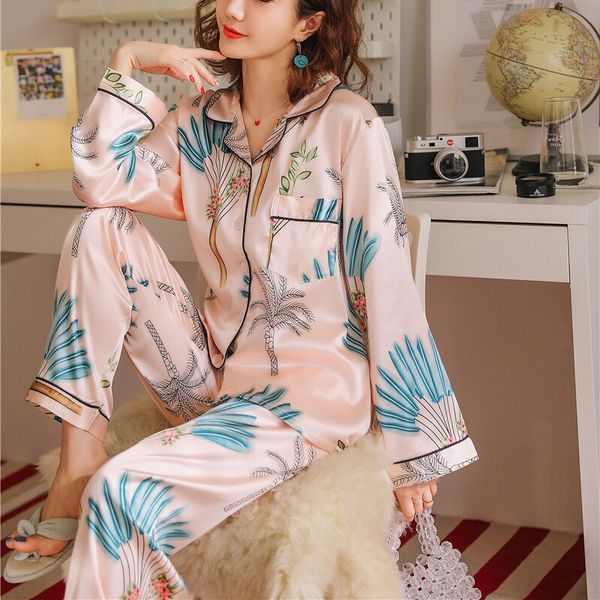 ins spring autumn pajama sets for women soft comfort silk pyjamas summer loose comfort lapel pijama night sleepwear, Black;red
ins spring autumn pajama sets for women soft comfort silk pyjamas summer loose comfort lapel pijama night sleepwear, Black;red