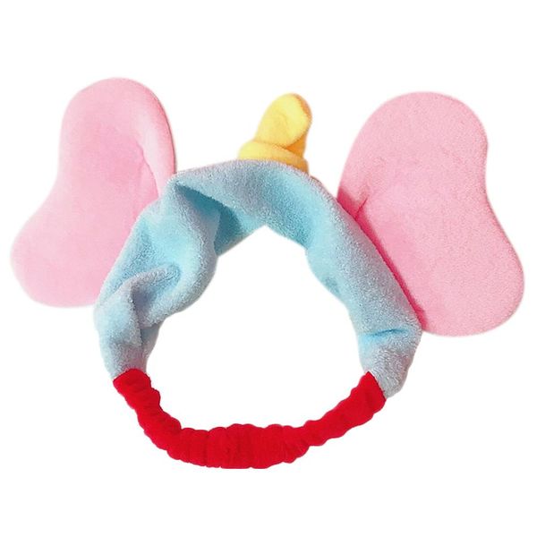 

japanese women girls sweet plush headband cute cartoon flying elephant ears wide hairband plush contrast color wash face turban, Slivery;white