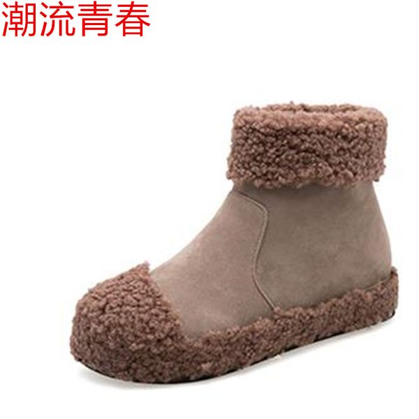 womewn snow boots female lamb hair 2019 winter new add wool short boots flat bottom wild thickening plus velvet antiskid booties, Black
womewn snow boots female lamb hair 2019 winter new add wool short boots flat bottom wild thickening plus velvet antiskid booties, Black