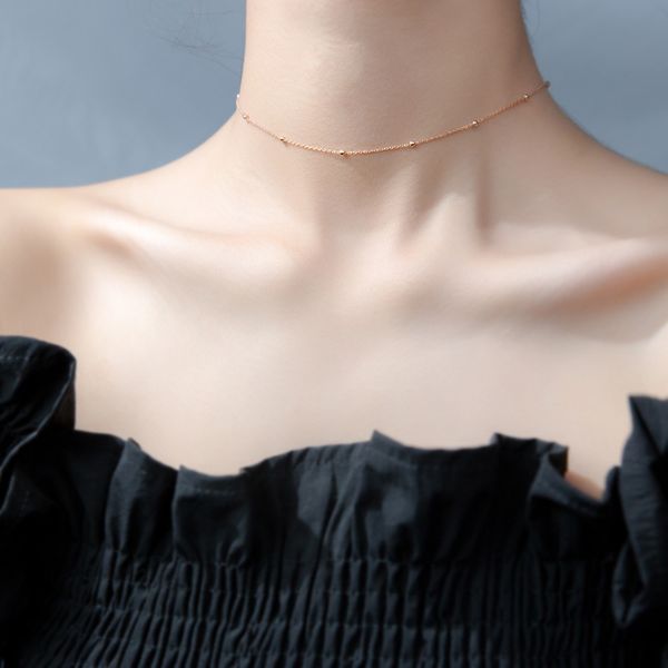 925 sterling silver rose gold color polished beads chain choker necklace for women sterling-silver-jewelry chain, Golden;silver
925 sterling silver rose gold color polished beads chain choker necklace for women sterling-silver-jewelry chain, Golden;silver