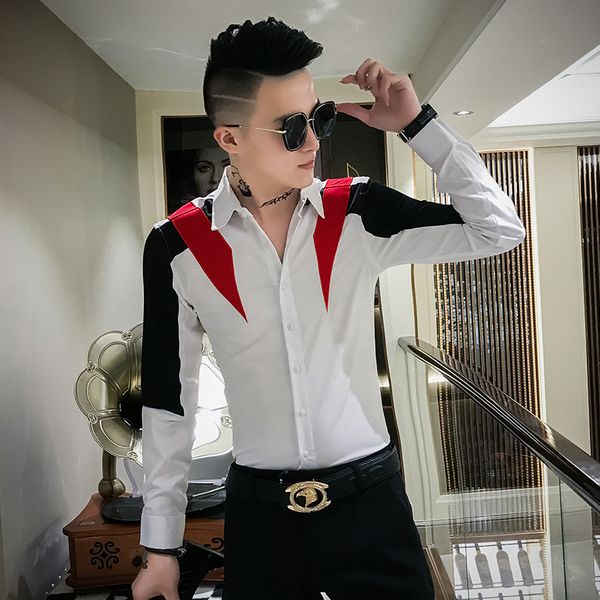 chemise homme brand new tuxedo shirt long sleeve patchwork color streetwear shirt men slim fit casual dress shirts, White;black
chemise homme brand new tuxedo shirt long sleeve patchwork color streetwear shirt men slim fit casual dress shirts, White;black