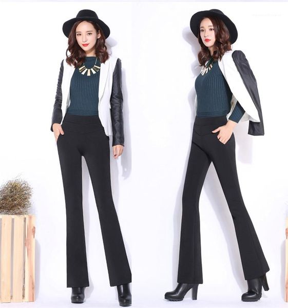 plus size high waist flare capris slim solis color female clothing fashion womens designer long pants, Black;white
plus size high waist flare capris slim solis color female clothing fashion womens designer long pants, Black;white