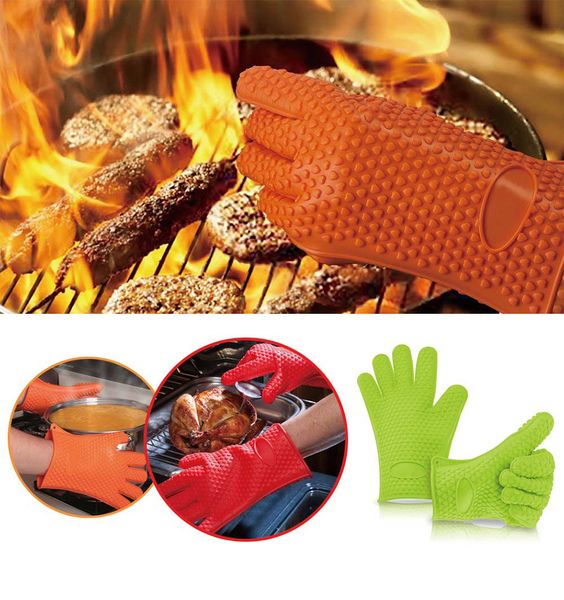 

kitchen glove heat resistant silicone kitchen barbecue heat insulation gloves pot pan oven mittens cooking bbq baking glove oven mitt
