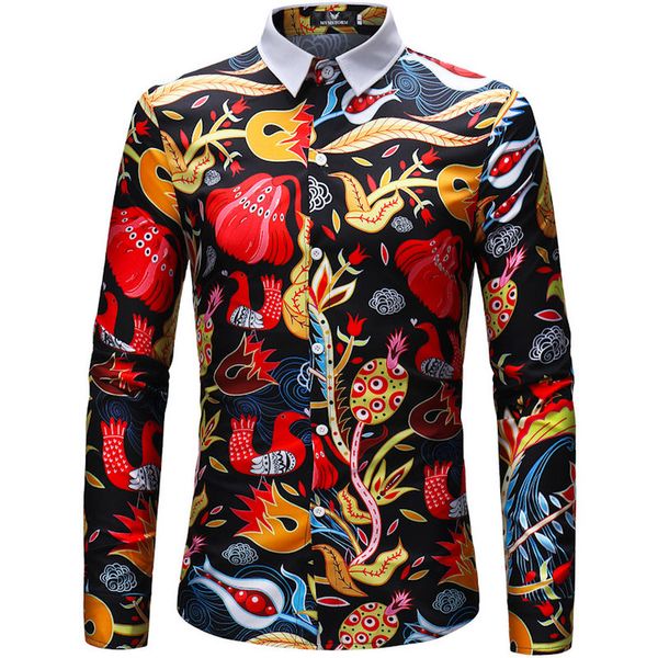 2018 retro floral printed man casual shirts fashion classic men dress shirt breathable men's long sleeve brand clothing, White;black
2018 retro floral printed man casual shirts fashion classic men dress shirt breathable men's long sleeve brand clothing, White;black