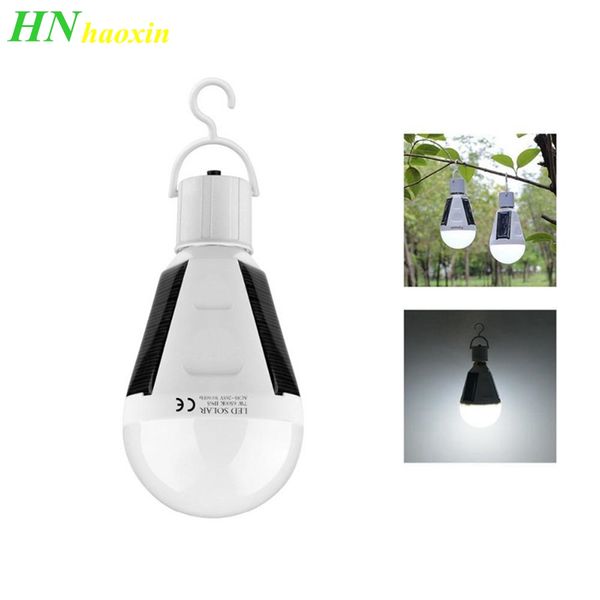 Haoxin Outdoor 12w 7w E27 Led Solar Emergency Light Waterproof Hanging Rechargeable Lamp Ac 85-265v For Hiking Camping Tent Fishing