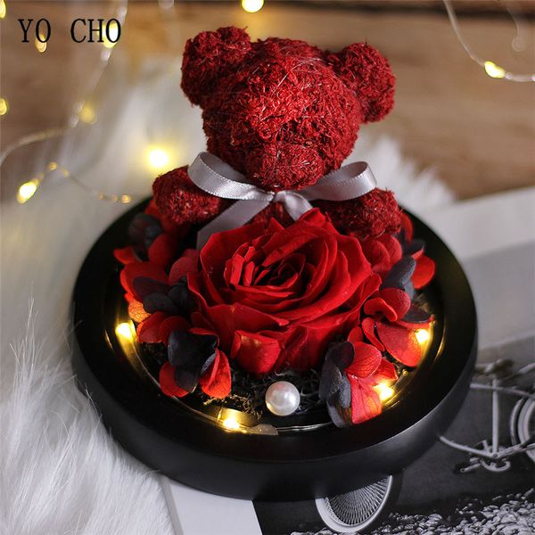 yo cho teddy bear real rose in glass cover guardian bear immortal rose flower led light mother's day valentines christmas gifts
yo cho teddy bear real rose in glass cover guardian bear immortal rose flower led light mother's day valentines christmas gifts