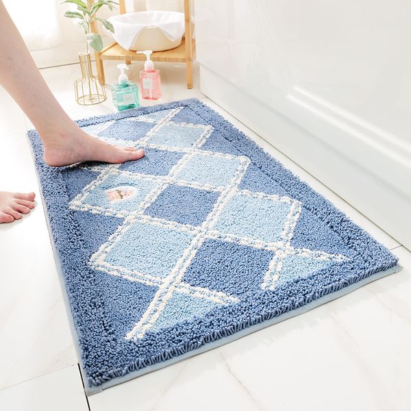 

geometric flocking home floor mat carpet home toilet bathroom non-slip entrance porch door absorbent foot pad