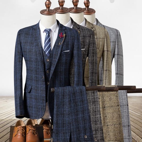 2020 the new men's cultivate one's morality of england checked dress three-piece fashion stylish men leisure dress suit, White;black
2020 the new men's cultivate one's morality of england checked dress three-piece fashion stylish men leisure dress suit, White;black
