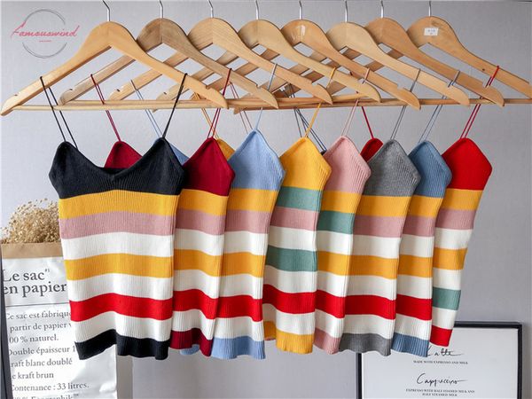 summer women knit rainbow stripe camis girls knitwear camisole sleeveless sweater tshirts for female, White
summer women knit rainbow stripe camis girls knitwear camisole sleeveless sweater tshirts for female, White