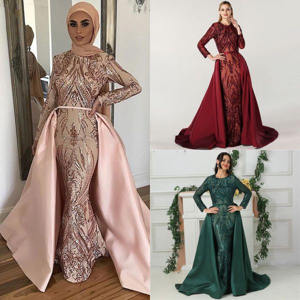 luxury blush pink sequined mermaid muslim prom dress vintgae long sleeves arabic dubai evening formal party gown with detachablte train, Black
luxury blush pink sequined mermaid muslim prom dress vintgae long sleeves arabic dubai evening formal party gown with detachablte train, Black