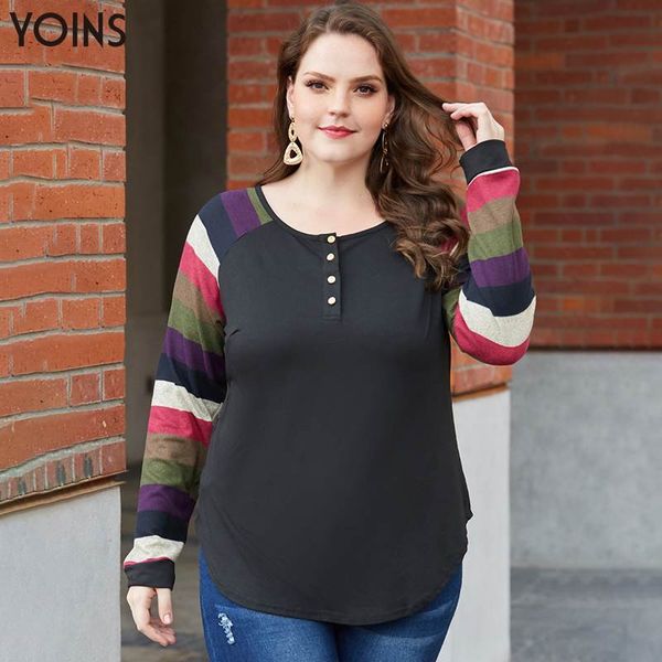 yoins plus size women striped patchwork blouses shirts 2019 spring autumn casual loose buttons blusas oversized pullovers, White
yoins plus size women striped patchwork blouses shirts 2019 spring autumn casual loose buttons blusas oversized pullovers, White