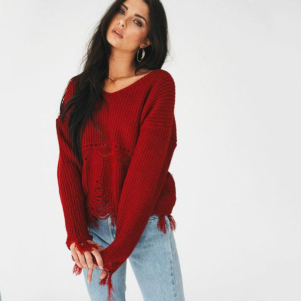2019 new europe and america fashion spring autumn women sweater leisure loose v-neck hem tassel openwork knit sweater cc588, White;black
2019 new europe and america fashion spring autumn women sweater leisure loose v-neck hem tassel openwork knit sweater cc588, White;black