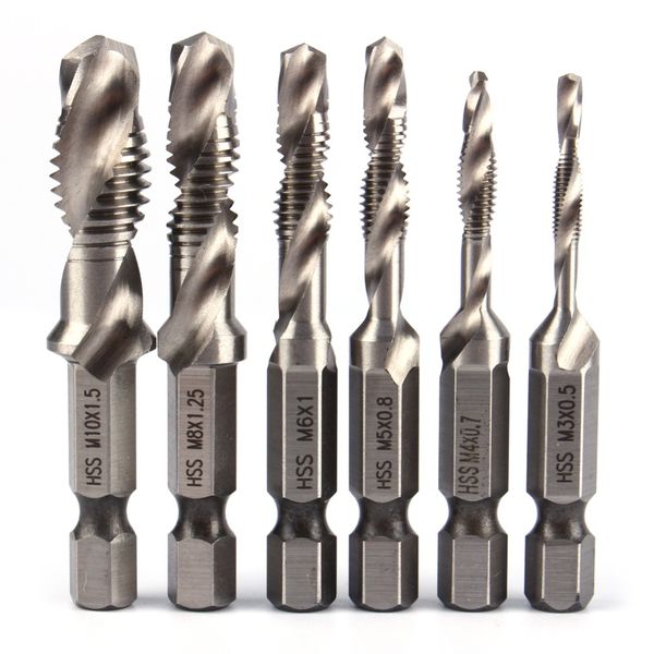 1pcs/6pcs metric thread hss tap drill bits spiral m3 m4 m5 m6 m8 m10 1/4"countersink hex shank screws drill bits powe tools
1pcs/6pcs metric thread hss tap drill bits spiral m3 m4 m5 m6 m8 m10 1/4"countersink hex shank screws drill bits powe tools