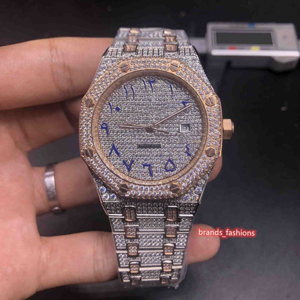 men's iced diamond wristwatch blue arabic scale watch rose gold stainless steel diamond strap watch automatic mechanical watches, Slivery;brown
men's iced diamond wristwatch blue arabic scale watch rose gold stainless steel diamond strap watch automatic mechanical watches, Slivery;brown