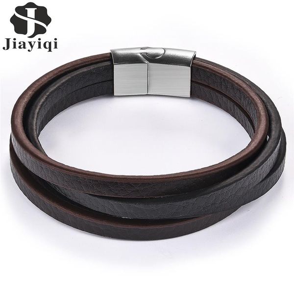 jiayiqi punk multilayer leather men bracelet black silver color stainless steel magnetic clasps classic wristband male jewelry, Golden;silver
jiayiqi punk multilayer leather men bracelet black silver color stainless steel magnetic clasps classic wristband male jewelry, Golden;silver