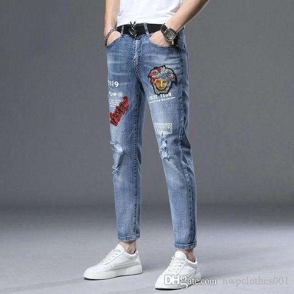 mens designer jeans pants men designer t shirts print destroyed mens slim denim straight biker skinny jeans mens joggers, Blue
mens designer jeans pants men designer t shirts print destroyed mens slim denim straight biker skinny jeans mens joggers, Blue