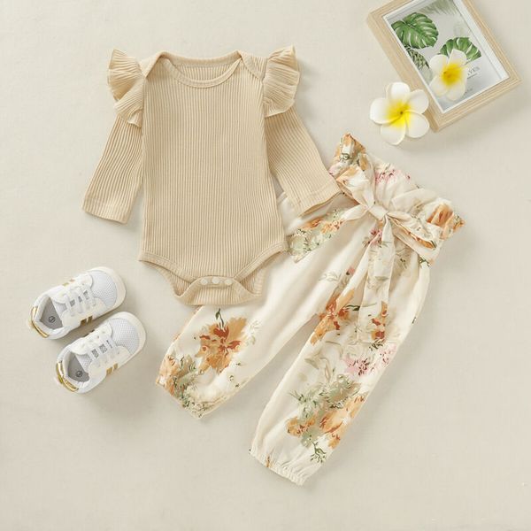 2020 floral 2pcs newborn baby girl ruffle knitted long sleeve romper bowknot floral pants winter spring casual outfits set, White
2020 floral 2pcs newborn baby girl ruffle knitted long sleeve romper bowknot floral pants winter spring casual outfits set, White