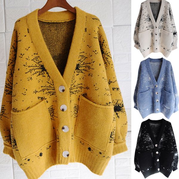 ladies long sleeve casual print warm cardigan winter loose medium length sweater coat fall 2019, Black
ladies long sleeve casual print warm cardigan winter loose medium length sweater coat fall 2019, Black