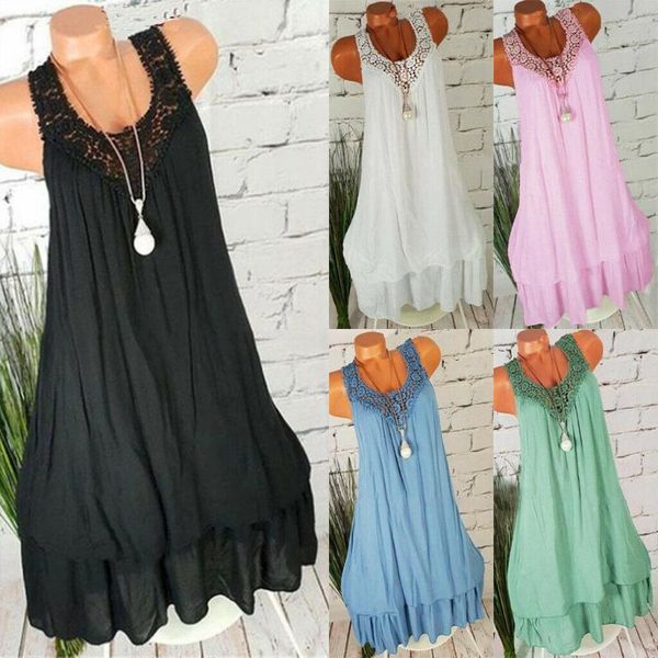 women boho sleeveless slim holiday beach summer swing short dress plus size openwork lace casual short solid ruffled dress, Black;gray
women boho sleeveless slim holiday beach summer swing short dress plus size openwork lace casual short solid ruffled dress, Black;gray