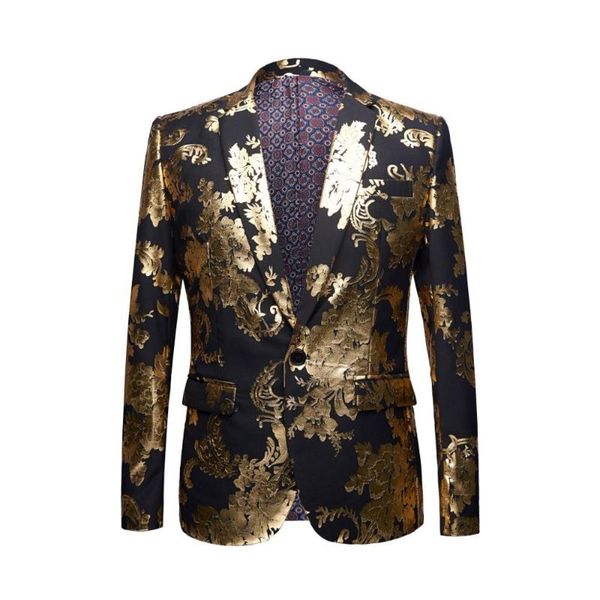 golden flower men bronzing print suit blazer 2020 spring slim party banquet long leaf jacket stage show costume, White;black
golden flower men bronzing print suit blazer 2020 spring slim party banquet long leaf jacket stage show costume, White;black